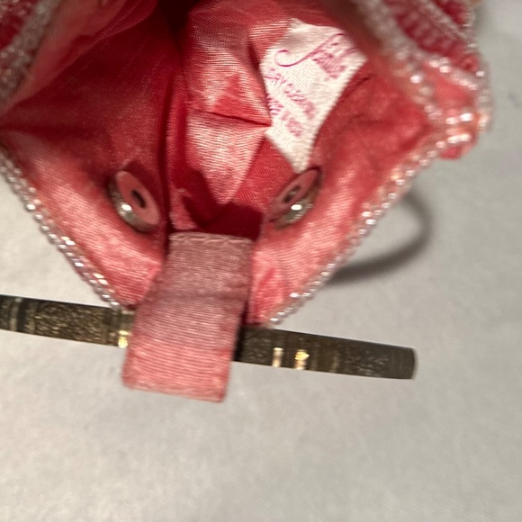 Vintage Pink Silk Beaded Wristlet Purse Evening Hand Bag Boho Barbiecore - Picture 4 of 4